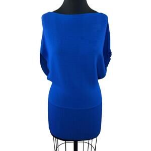 REISS London Meryl Top Cobalt Blue Drape Neckline Short Sleeve